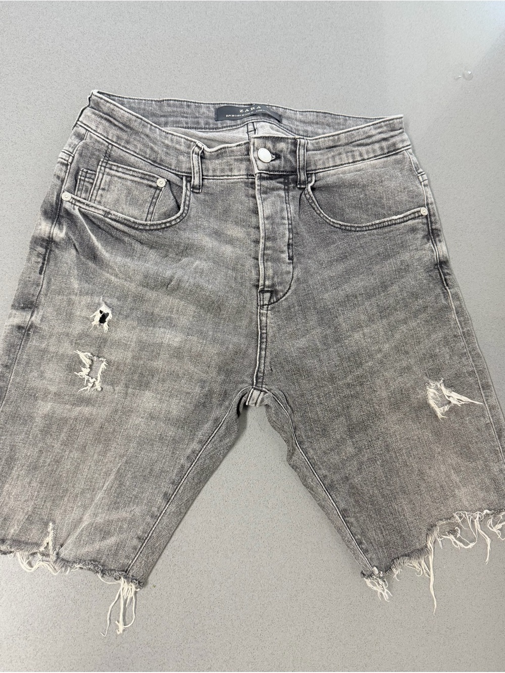 Relax black denim short pants Zara Man Distressed Gray  Shorts size 31 casual